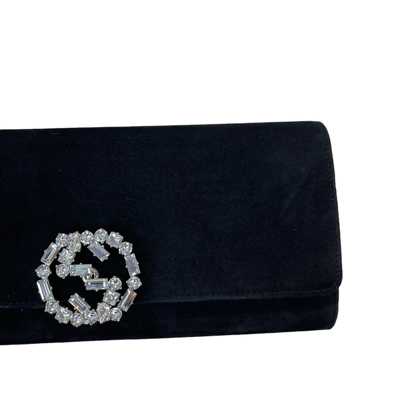 Broadway Suede Clutch Black SHW