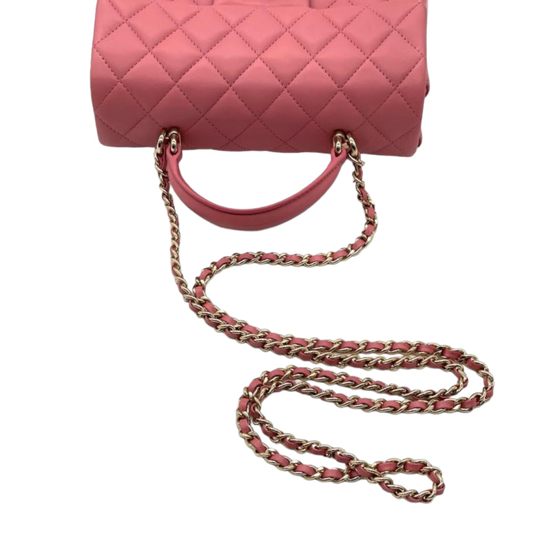 Chanel Top Handle Mini Rectangular Flap Bag Beige Lambskin Aged