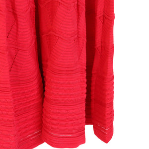 Red Ornate Pleated Knit Dress XS