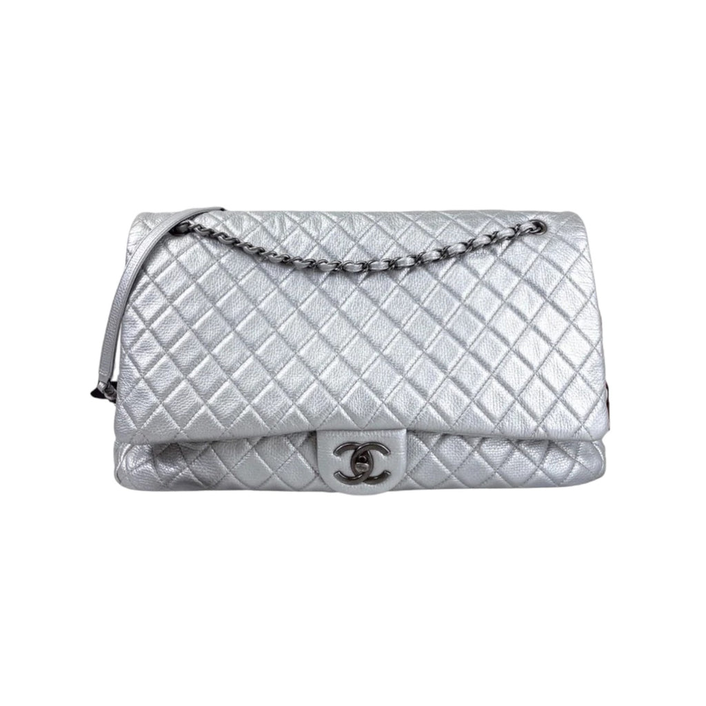 XXL Airline Flap Calfskin Quilted Silver RHW
