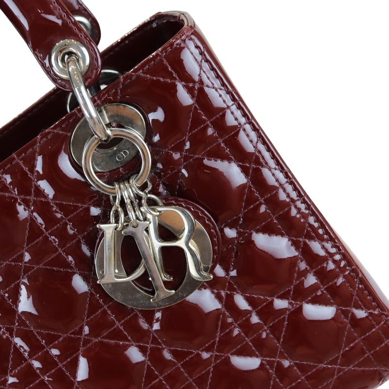 Lady Dior Medium Patent Burgundy SHW