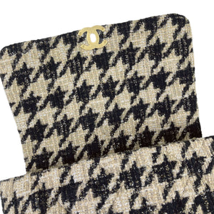 Maxi Chanel 19 Houndstooth Tweed 19K Beige Black