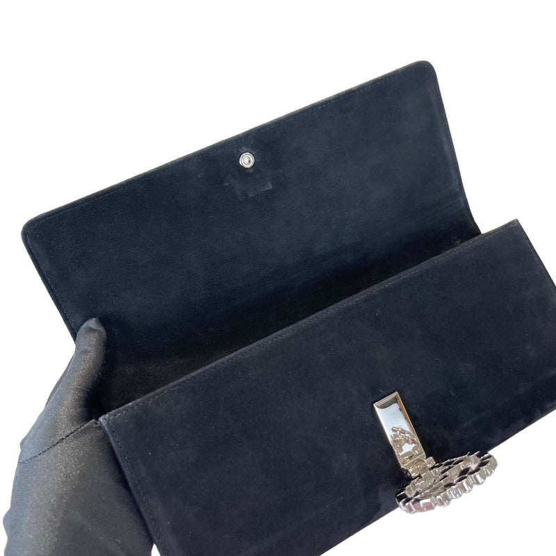 Broadway Suede Clutch Black SHW