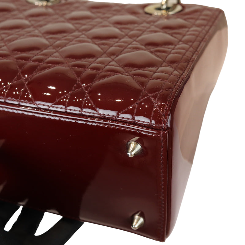 Lady Dior Medium Patent Burgundy SHW