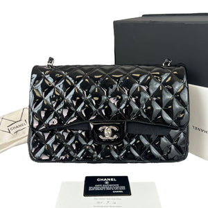Double Flap Jumbo Quilted Patent Black SHW