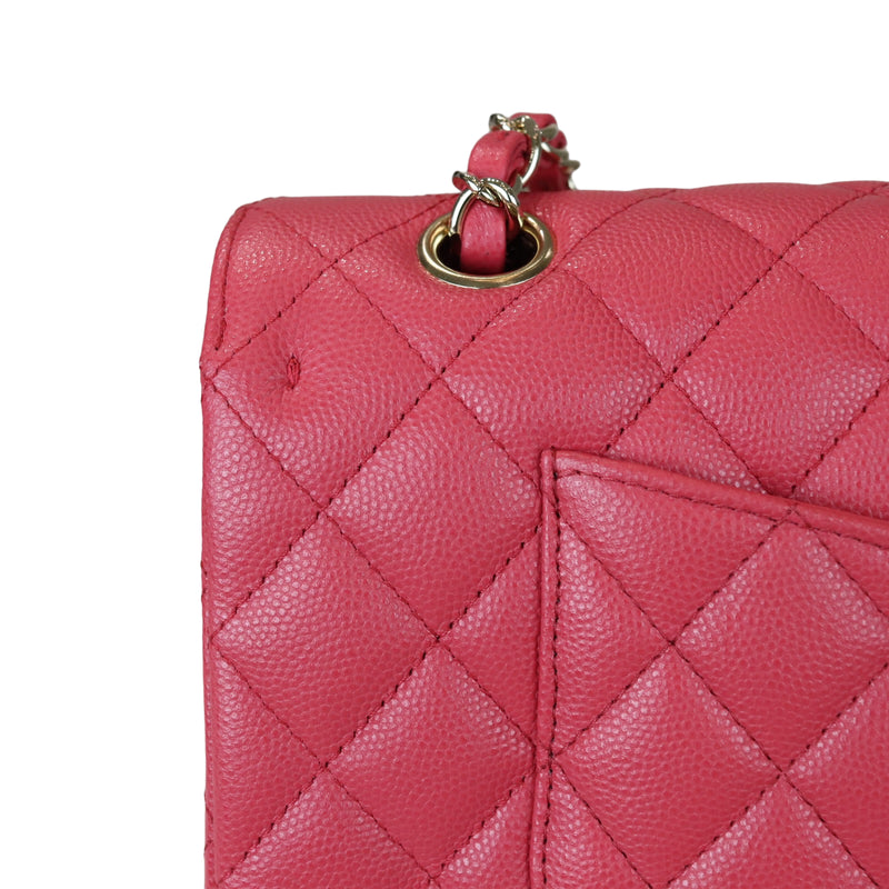 Buy 22B Rose Claire Caviar Quilted Classic Double Flap Medium - Light Gold  Hardware