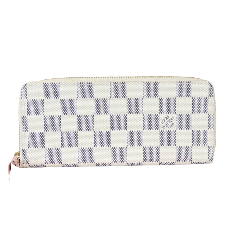 Clemence Wallet Damier Azure Canvas White GHW