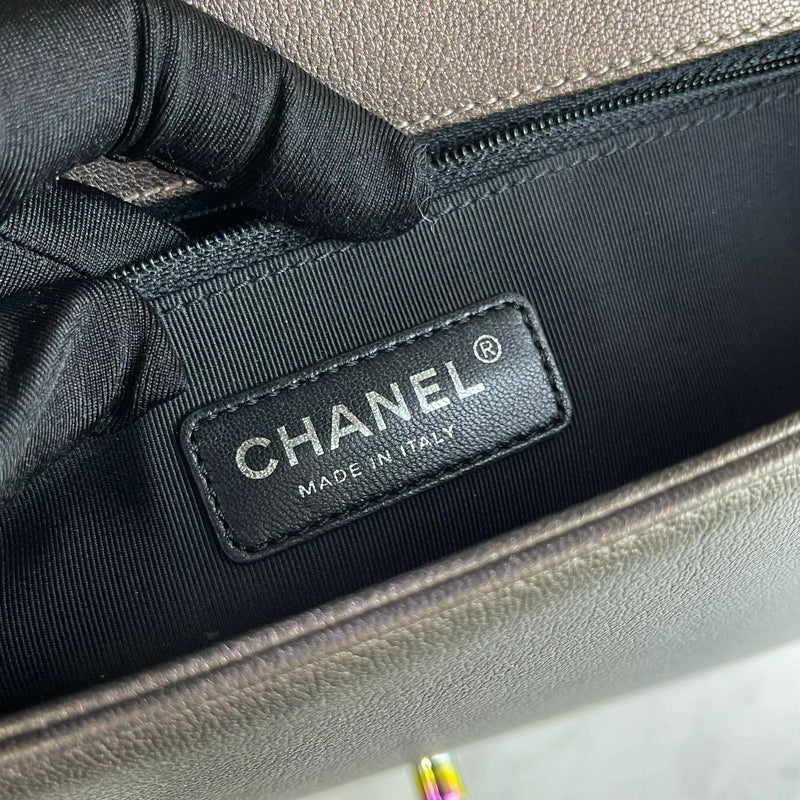 Chanel Medium Boy bag pink iridescent calfskin