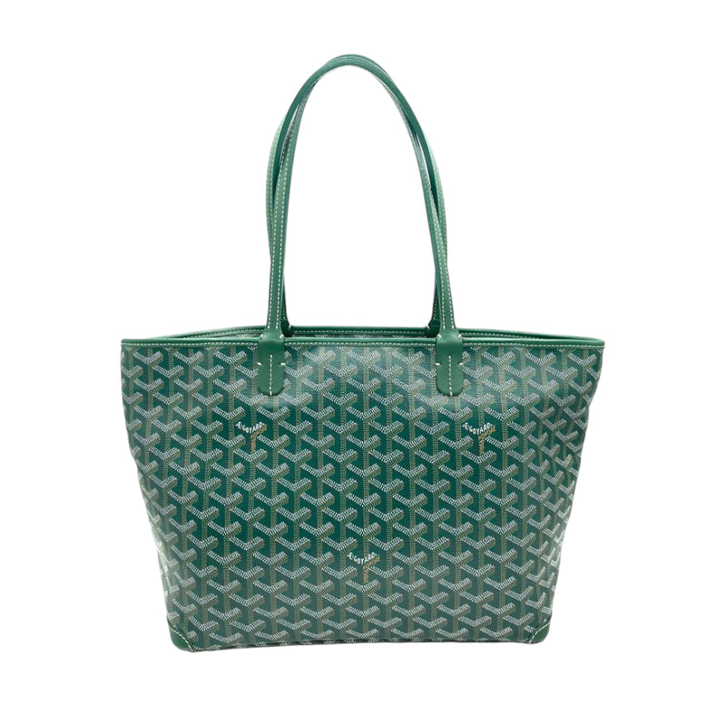 Goyard Green Chevron Print Coated Canvas Artois PM Tote Bag