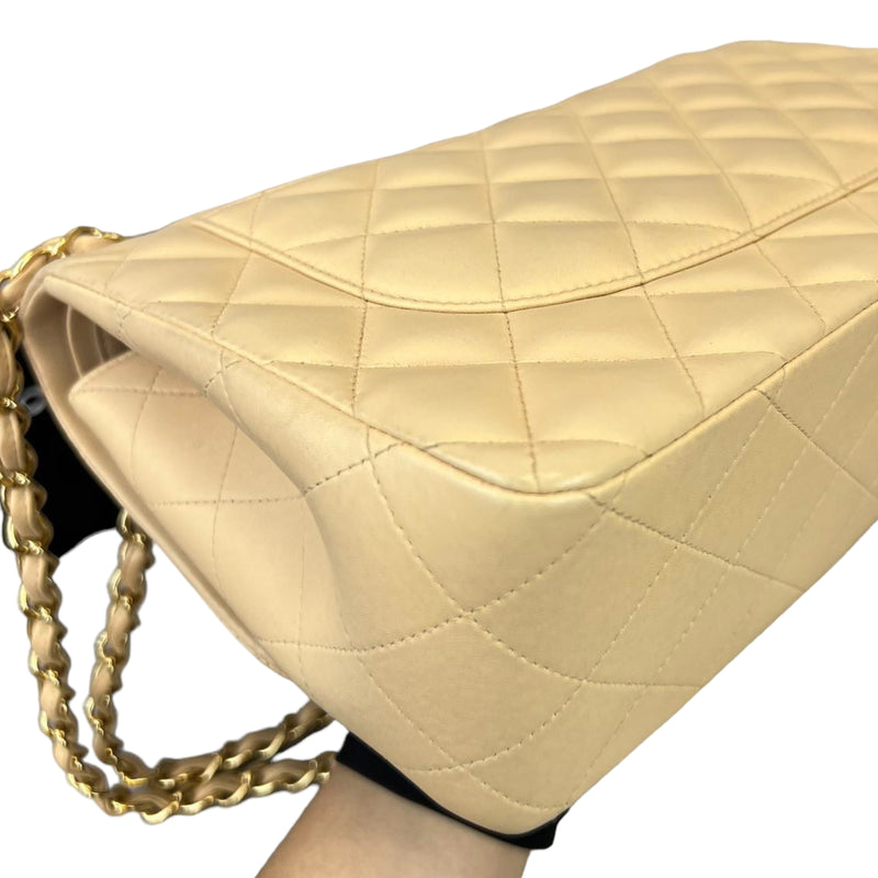 Chanel Double Flap Jumbo Beige Lambskin GHW