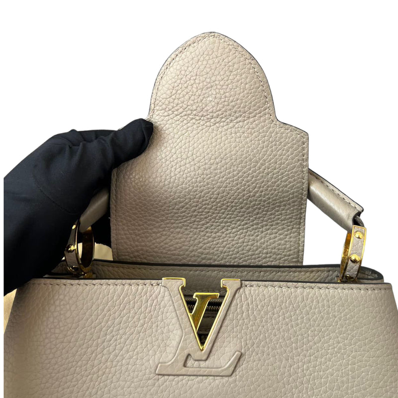 Louis Vuitton Capucines BB Top Handle Bag Beige Taurillon Leather Patent