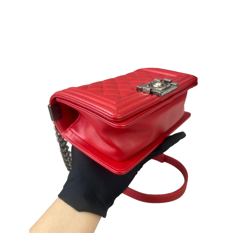Small Boy Lambskin Red GHW