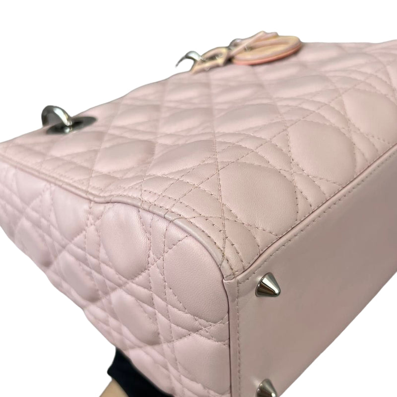 Limited Edition Cannage Lady Dior Medium Python Handle Light Pink GHW