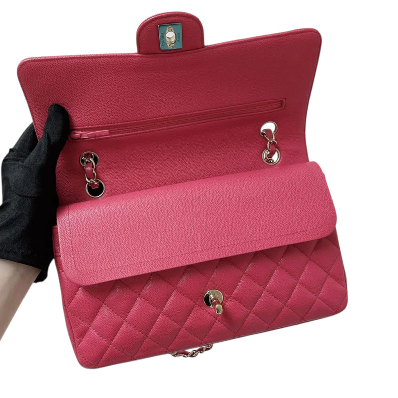 Double Flap Medium Caviar Quilted Dark Pink GHW