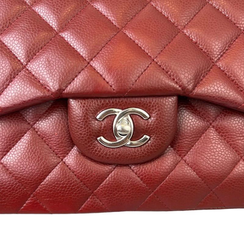 Classic Double Flap Jumbo Caviar Red SHW