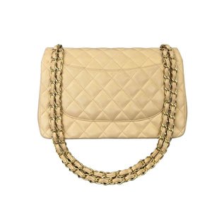 Chanel Double Flap Jumbo Beige Lambskin GHW