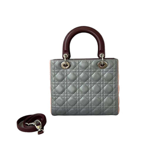 Medium Tri-Color Lady Dior Pink Grey Burgundy SHW