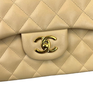 Chanel Double Flap Jumbo Beige Lambskin GHW