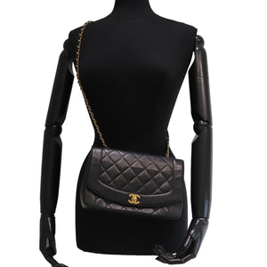 Medium Diana Lambskin Black GHW