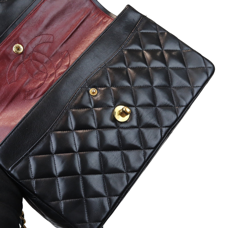 Medium Flap Lambskin Black GHW