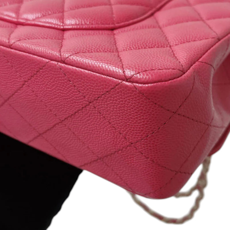 Double Flap Medium Caviar Quilted Dark Pink GHW