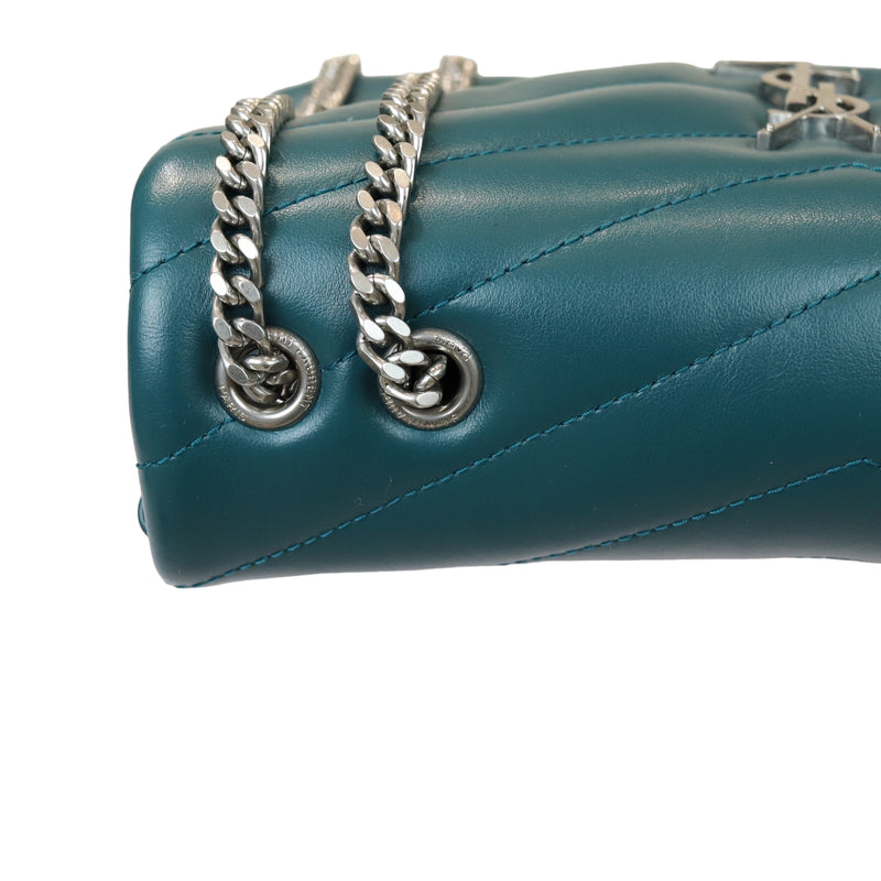 Loulou Matelassé Calfskin Small Teal SHW