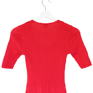 Red Ornate Pleated Knit Dress XS