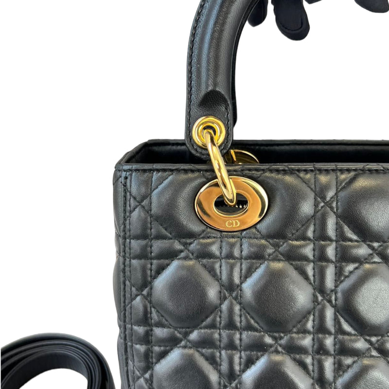 Lady Dior Lambskin Medium Black GHW