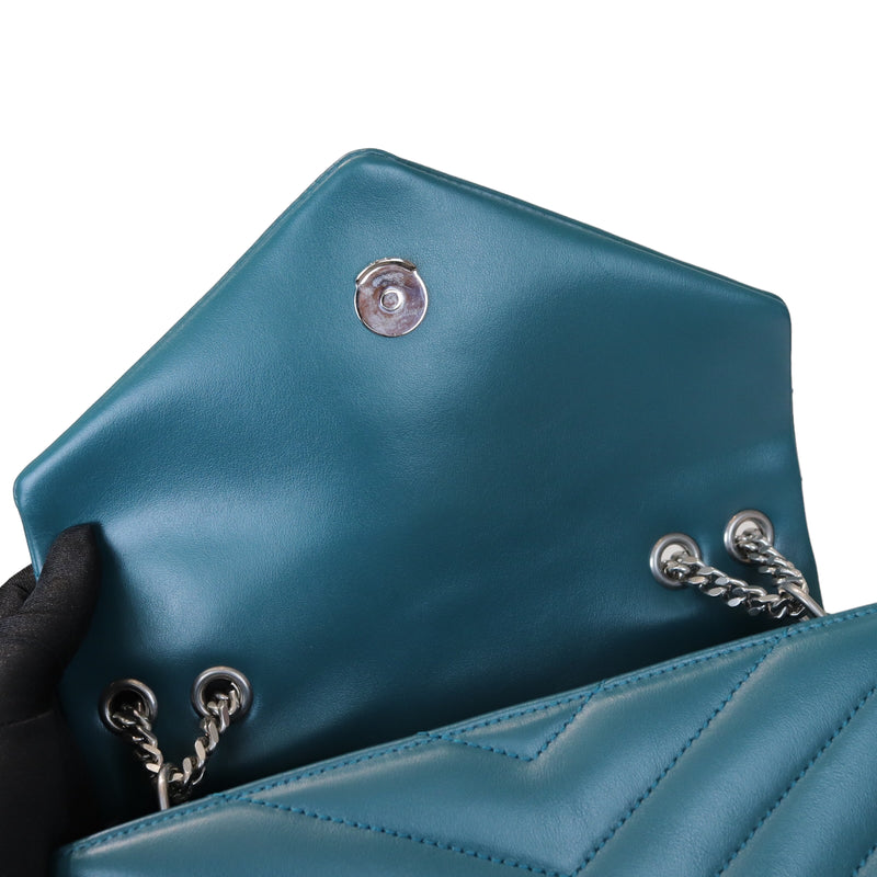 Loulou Matelassé Calfskin Small Teal SHW