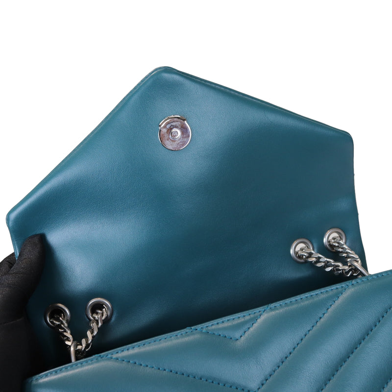 Loulou Matelassé Calfskin Small Teal SHW