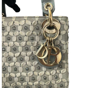 Embellished Cannage Satin Mini Lady Dior Grey