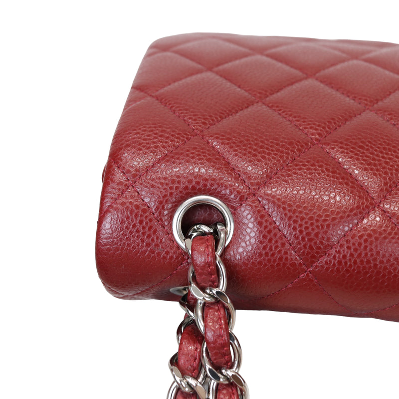 Chanel Classic Jumbo Double Flap in Red Caviar with Silver