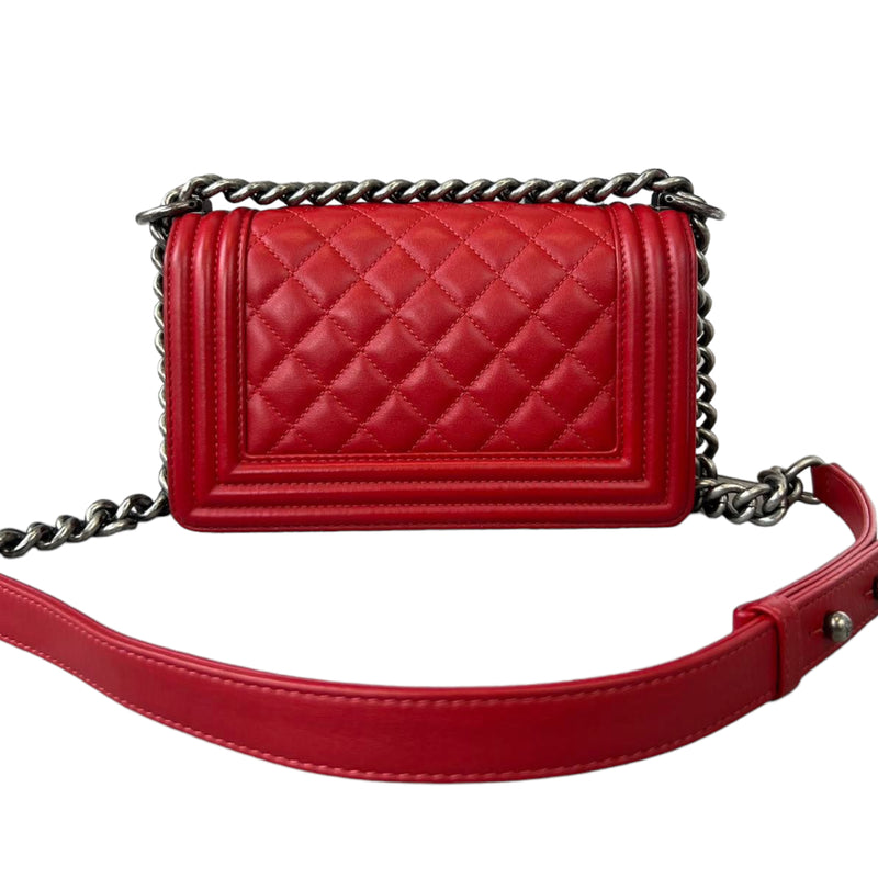 Small Boy Lambskin Red GHW