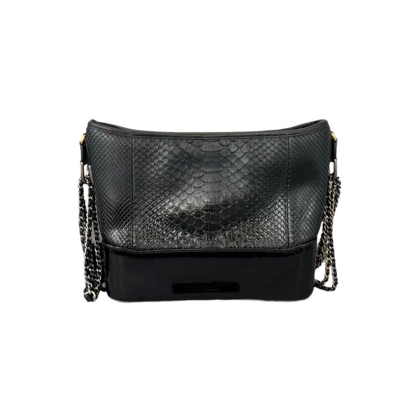 Gabrielle Hobo Python Medium Black