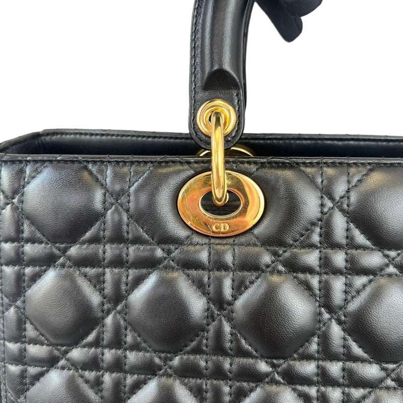 Large Lady Dior Lambskin Black GHW