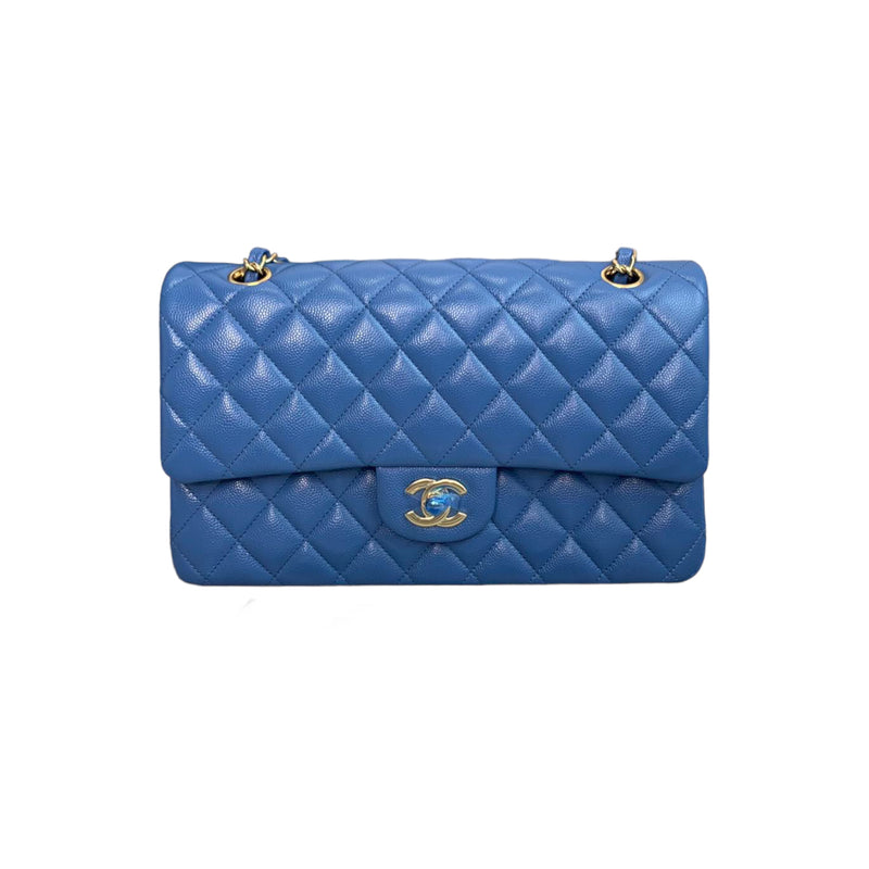 Classic Double Flap Caviar Medium Blue GHW