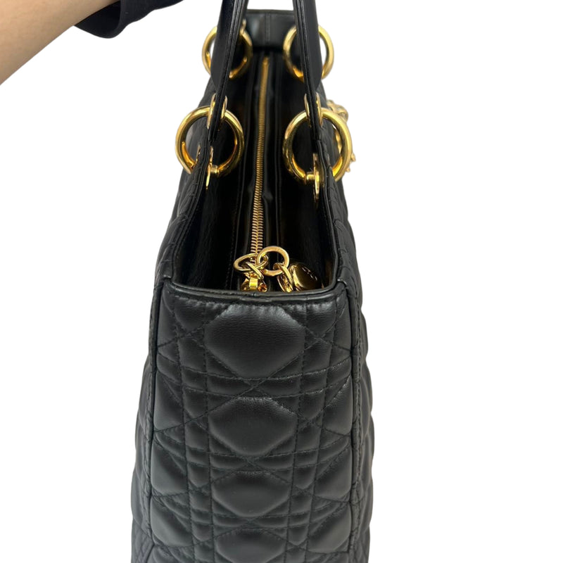 Large Lady Dior Lambskin Black GHW