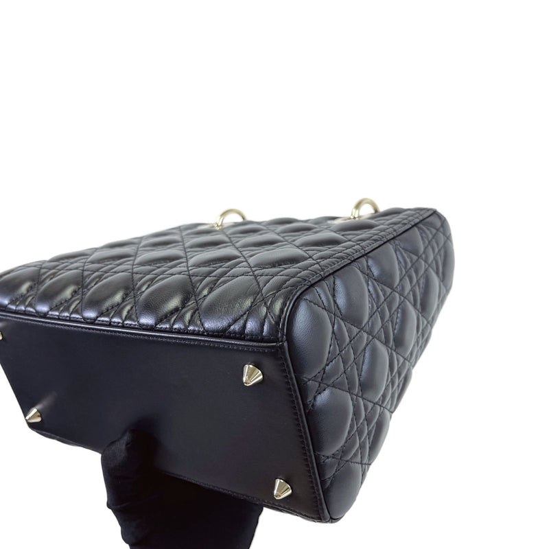 Medium Lady Dior Bag Black Grained Cannage Calfskin