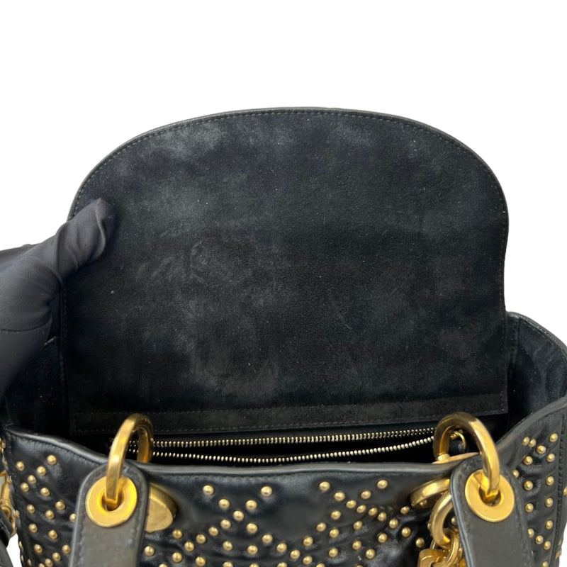 Studded Supple Lady Dior Medium Black GHW