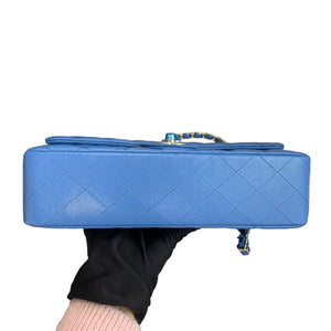 Classic Double Flap Caviar Medium Blue GHW