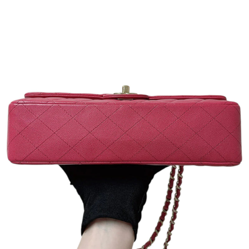 Double Flap Medium Caviar Quilted Dark Pink GHW