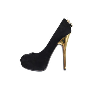 Peep Toe Pump Black Suede GHW 36