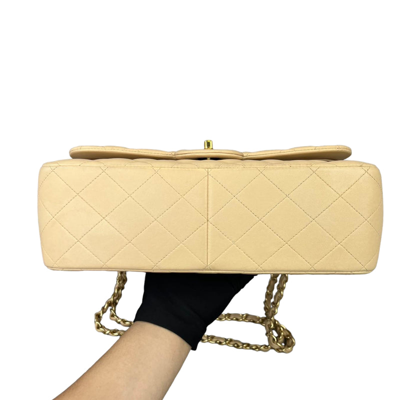 Chanel Beige Caviar Leather Classic Jumbo Double Flap GHW