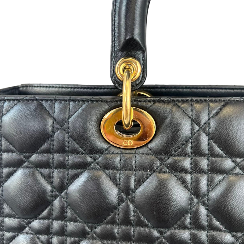 Large Lady Dior Lambskin Black GHW