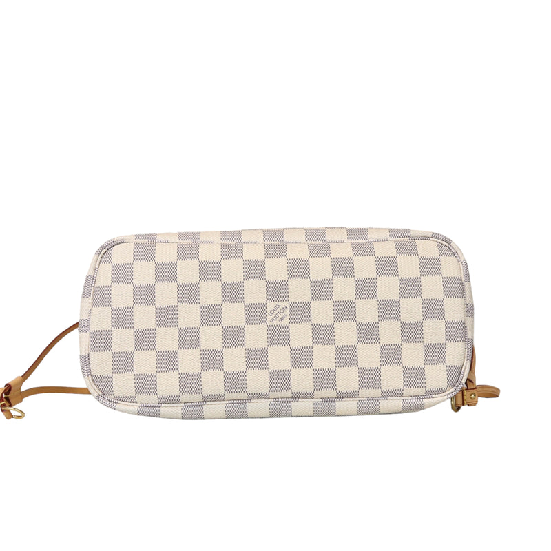 Neverfull PM Damier Azure Canvas White GHW
