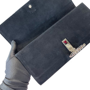 Broadway Suede Clutch Black SHW