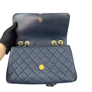 Medium CC Filigree Flap Caviar Blue GHW