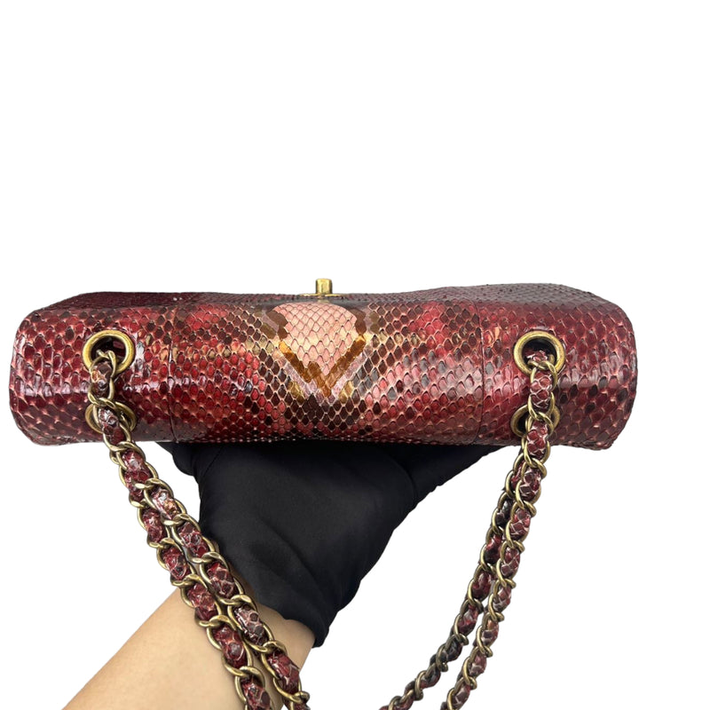 Classic Jumbo Pink Python Flap Bag