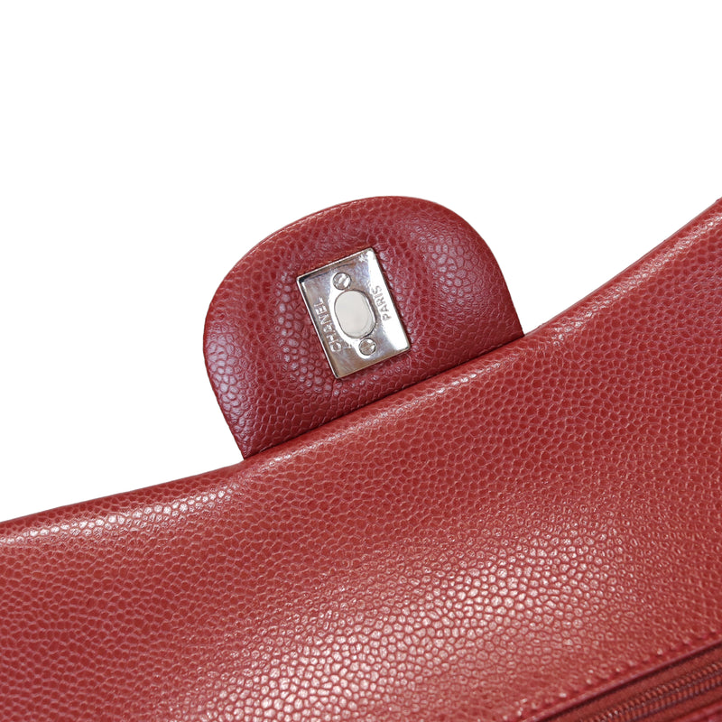 Classic Double Flap Jumbo Caviar Red SHW