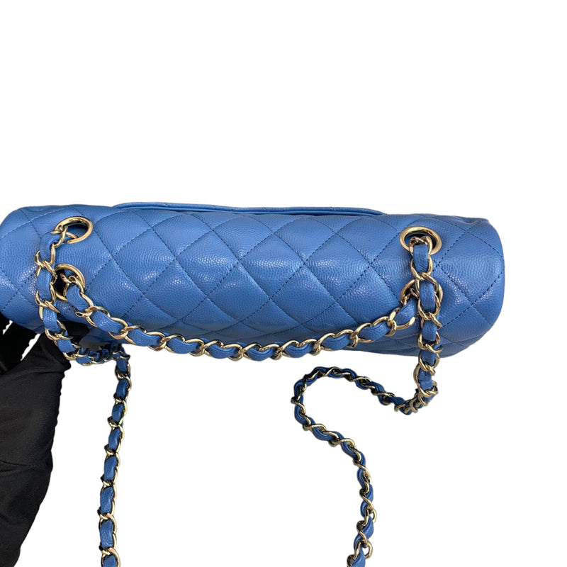 Classic Double Flap Caviar Medium Blue GHW